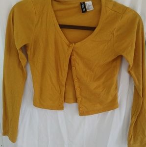 Yellow button up crop top